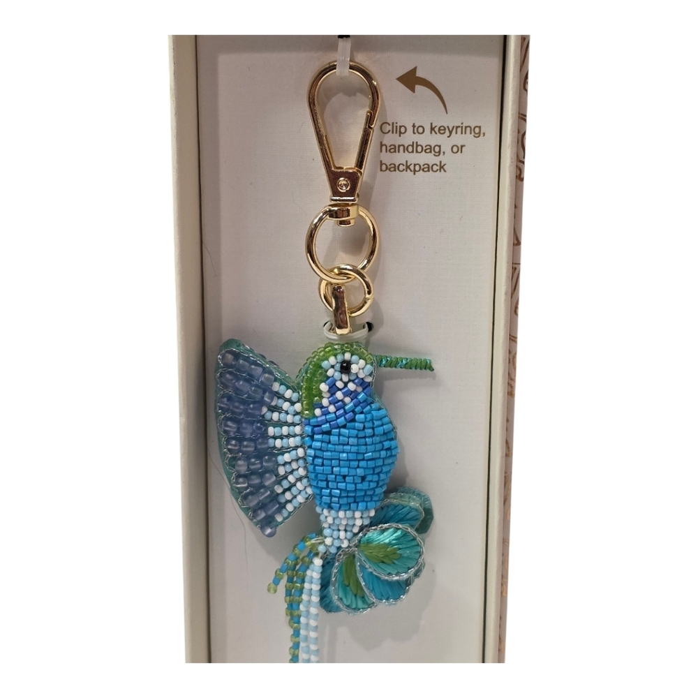 Haute Hippie Beaded Hummingbird Keychain Purse Charm New - Picture 5 of 7